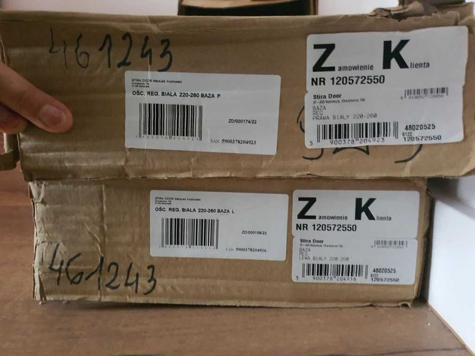 Ościeżnica biała regulowana 220mm-260mm - 80 - 2kpl. Prawy i Lewy.