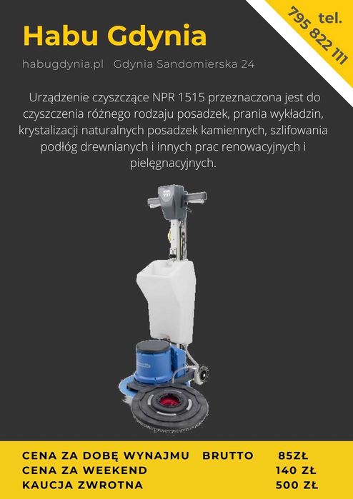 Szorowarka polerka do posadzek i drewna Wynajem