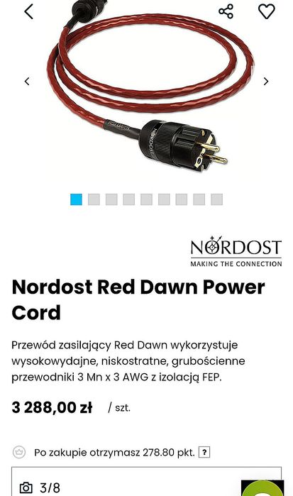 Kabel zasilający NORDOST RED DAWN 1,5 m Hi-End