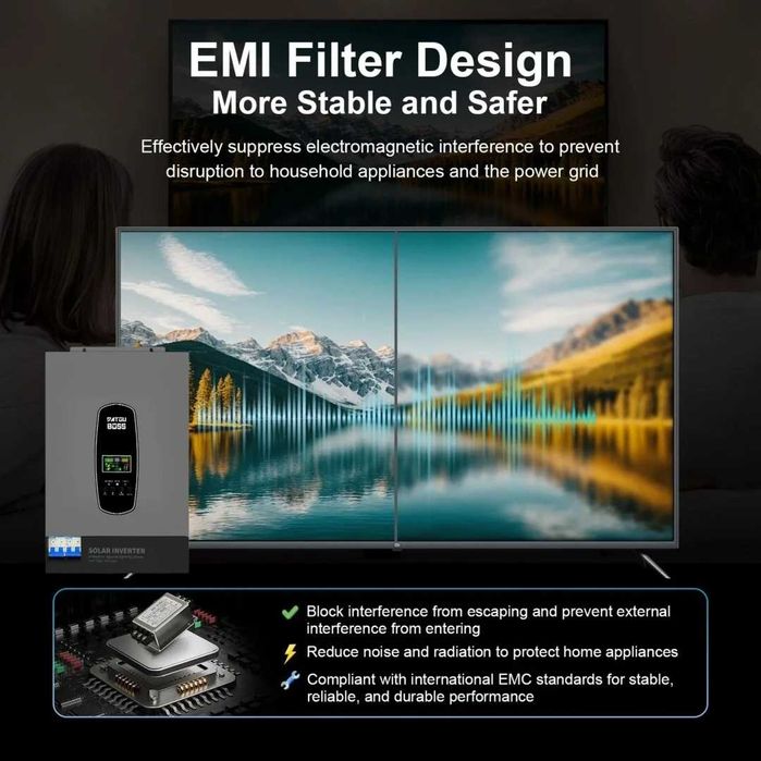 Інвертор Гібридний DATOUBOSS 6200 Вт 48 В, BMS, з MPPT 120А +під сонце