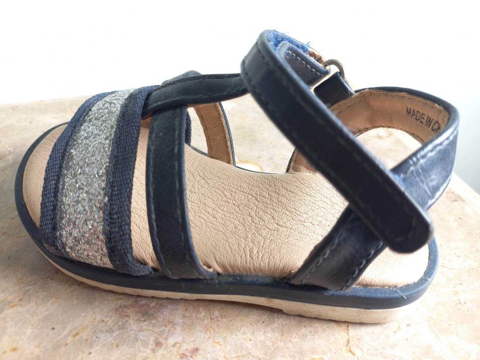 Sandálias com brilhante para bebé menina azul-escuro/prateado