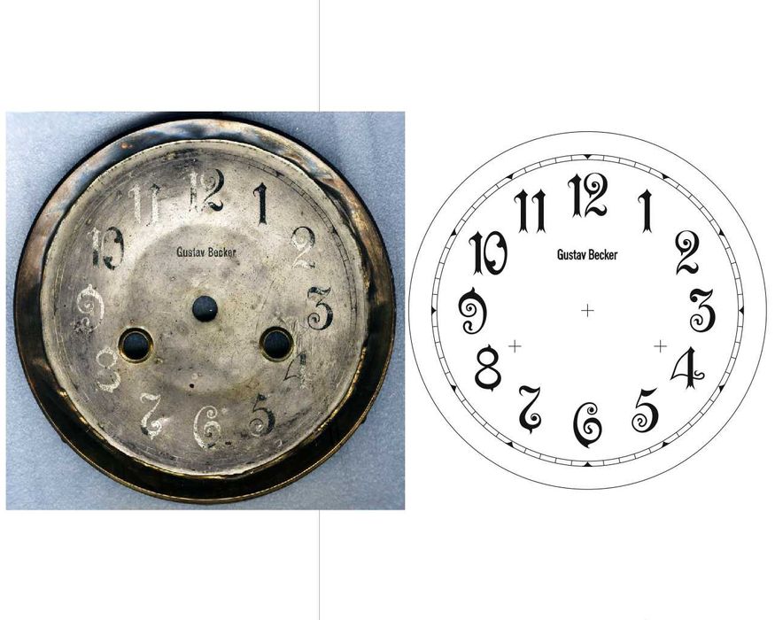 Циферблат настенных старинных часов - 1