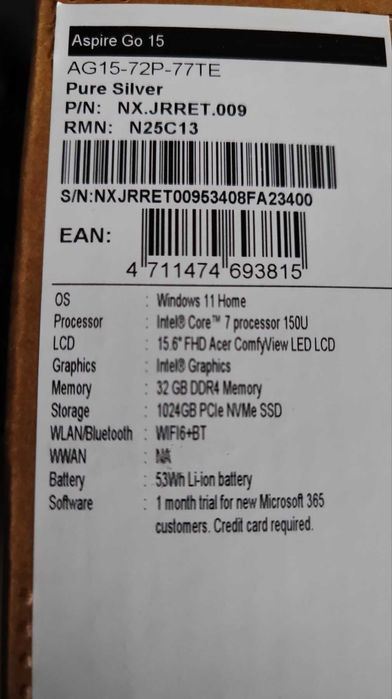 notebook Acer Aspire