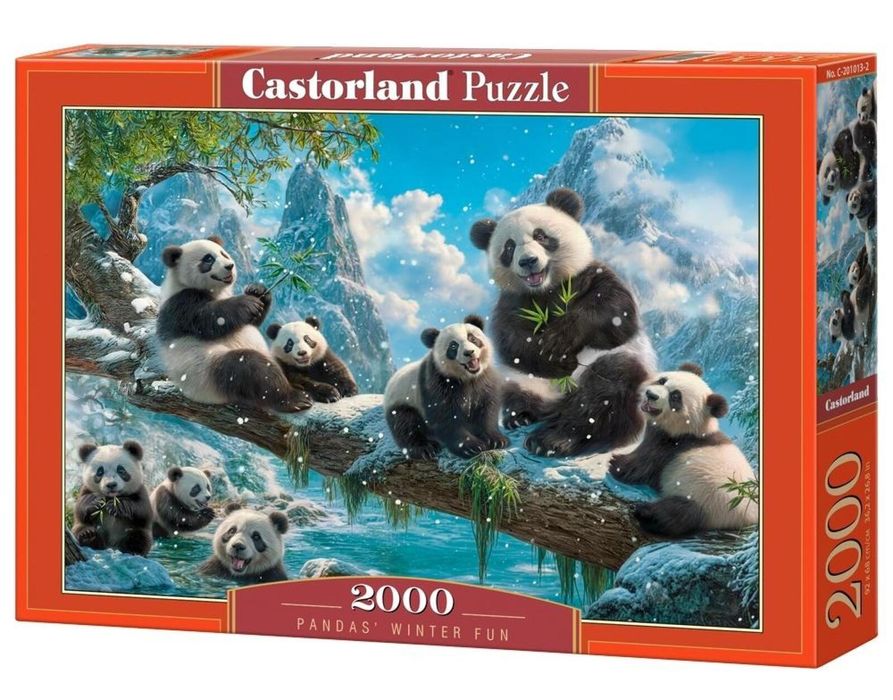 Puzzle 2000 Pandas' Winter Fun ,380x265 mm