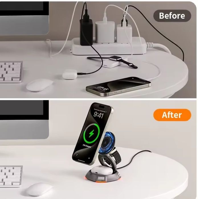 Магнітний бездротовий зарядний пристрій  KUULAA 3-в-1 (KL-CD72)