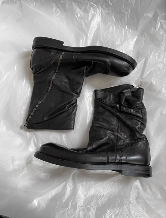 Архивные казаки ботинки михара яшимуро  Mihara Yasuhiro Twisted Zip Up Leather Boots