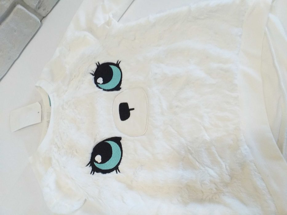 Bluza pluszowa misiu miś z uszami uszkami 110-116 H&M sztuczne futro