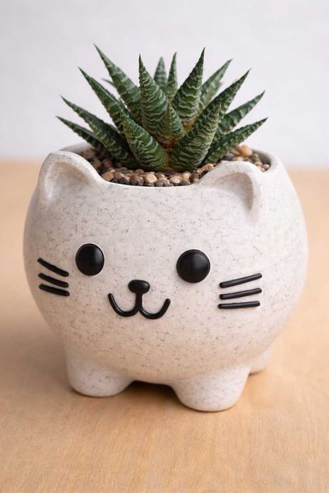 Vaso decorativo gato para plantas pequenas