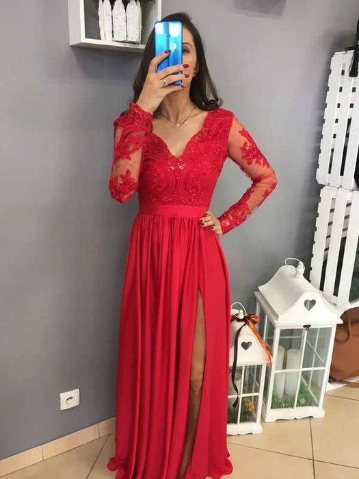 szybka wyprzedaż koronkowa czerwona sukienka 38 emo luna,inubia