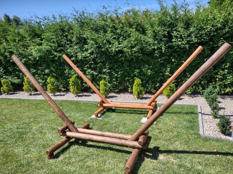 Drewniany hamak sosnowy stelaż z hamakiem