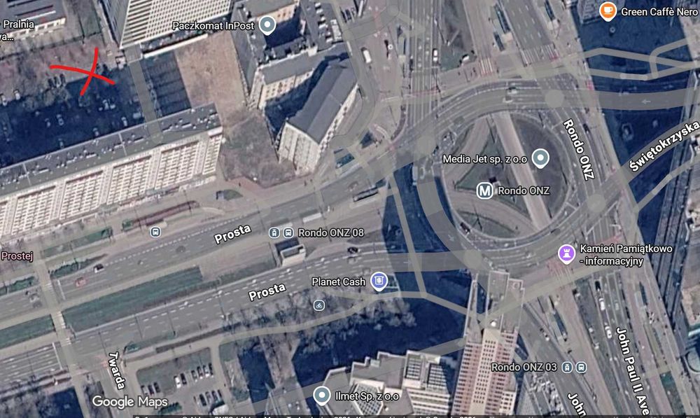 Miejsce parkingowe Rondo ONZ Ulica Pereca / Prosta