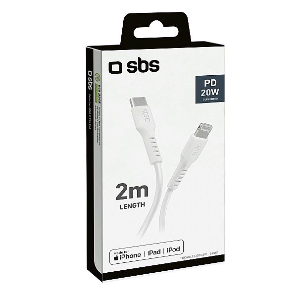 Kabel SBS TECABLELIGTC2W USB-C - Lightning 2 m - biały