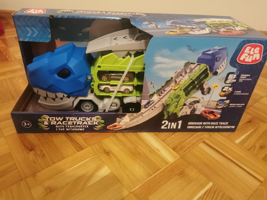 Nowy Dinozaur auto transporter z Torem Wyścigowym na prezent