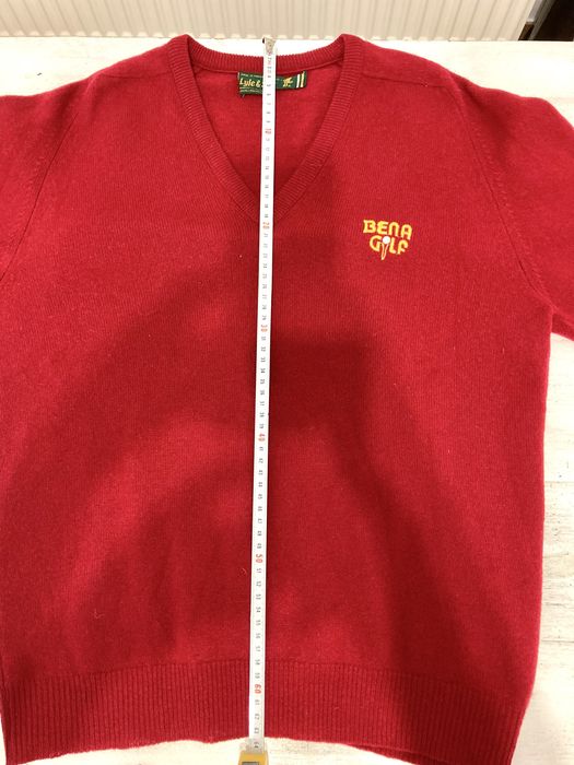 Sweter wełniany szkocki czerwony 100% wełna Lyle&Scott 38