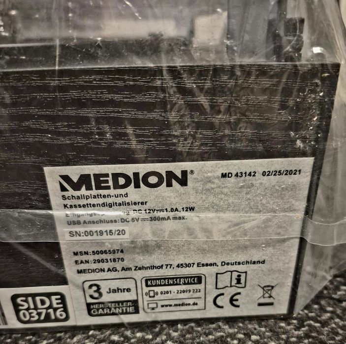 Gramofon Medion MD43713. Nowy