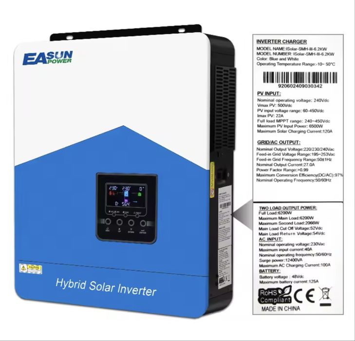 Гибридный инвертор 6.2KW 48V Easun
