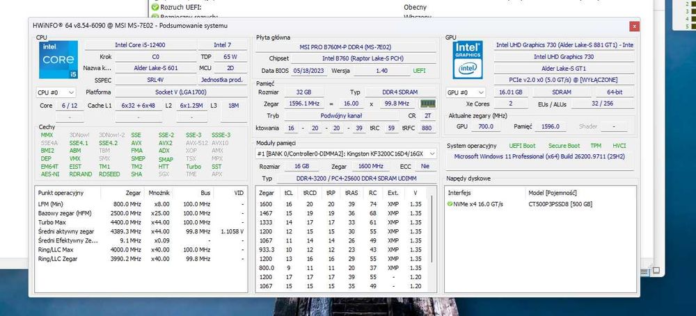 Komputer I5 12400 | 32GB RAMU | 500GB M2 Gen4