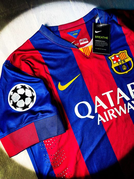(M) Neymar JR #11 Barcelona 2014/2015 z Finału Ligi Mistrzów Vintage Nike Nowa Domowa Piłkarska Koszulka Sportowa T-shirt | Champions League UEFA