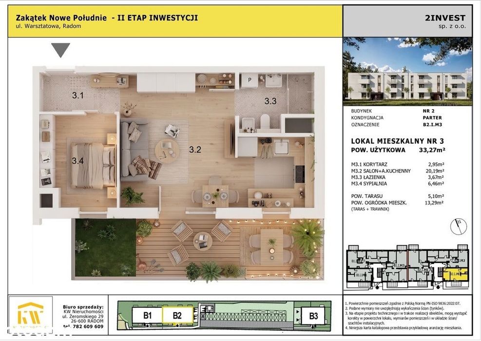 Zakątek Nowe Południe - 2pok, 33,27m², ogródek!
