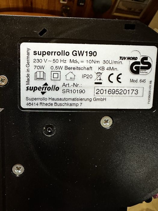 Роликовий намотувач ролетів, штор SuperRollo GW190