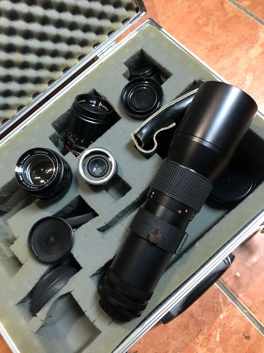 Conjunto objetivas câmara fotográfica