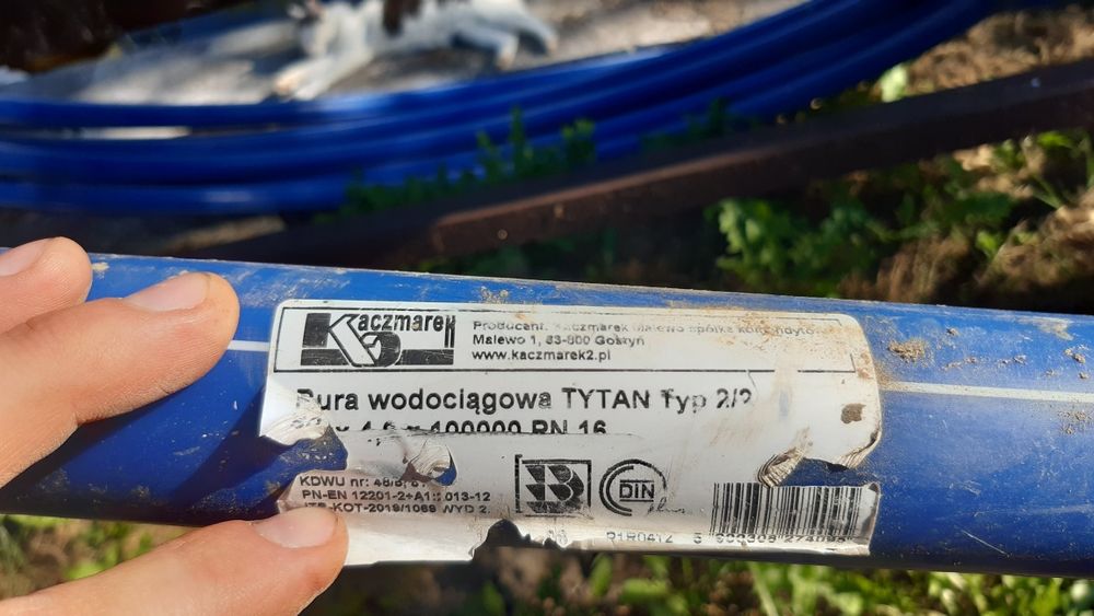 Rura do wody PE fi 50x4.6mm grubościenna