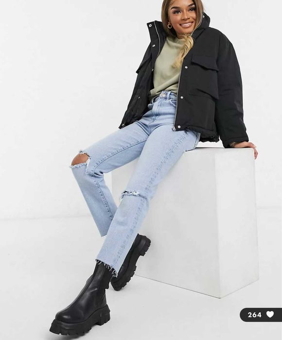 Темно-серая пуховая куртка ASOS DESIGN Petite