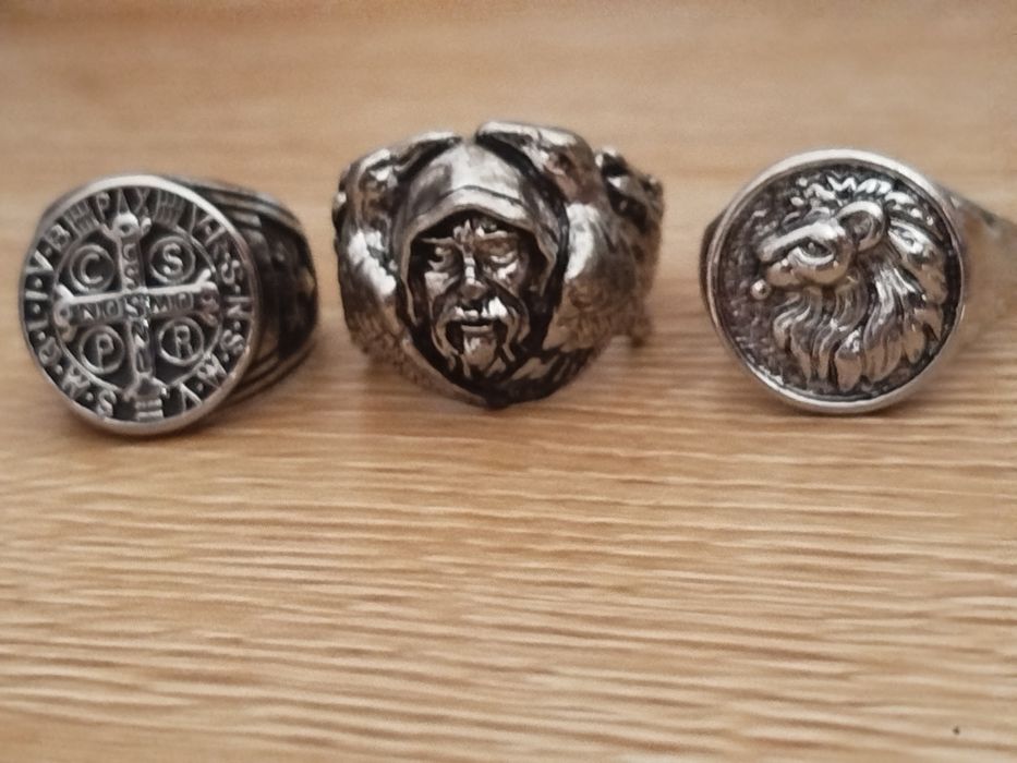 Anel Templarios + Leão + Odin Lobos Corvos Mitologia Viking Escadinávia