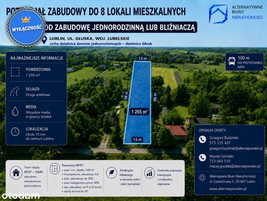Lublin ul. Głuska - Atrakcyjna działka budowlana