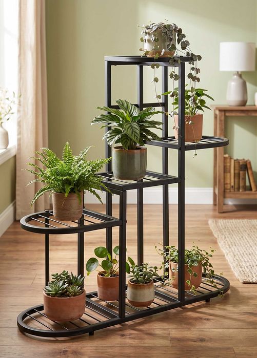 Kwietnik Stojak Metalowy na Kwiaty Dekoracje Loft Industrialny Czarny 79cm