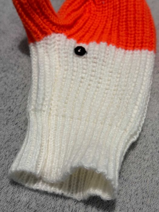 Dziergane handmade rękawiczki na wiosnę Gęś