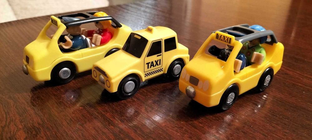 zestaw 99 auto taxi taksówka tory kolejka drewniana garaż miasto
