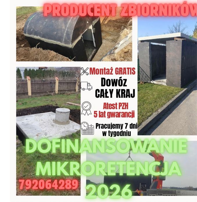 Szambo Szamba betonowe 4-14m3 Zbiornik na deszczówke 4-14m3 piwnica kanał betonowy  montaż transport tanio deszczówka zbiornik betonowy szczelny