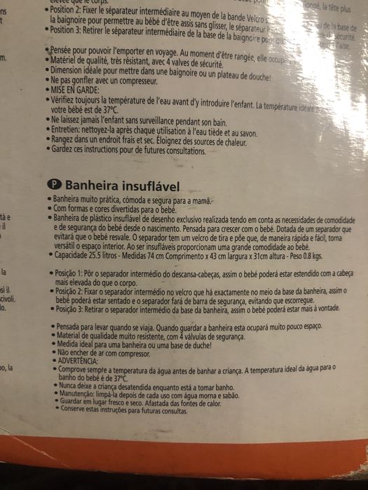 Banheira insuflável de bebé usada