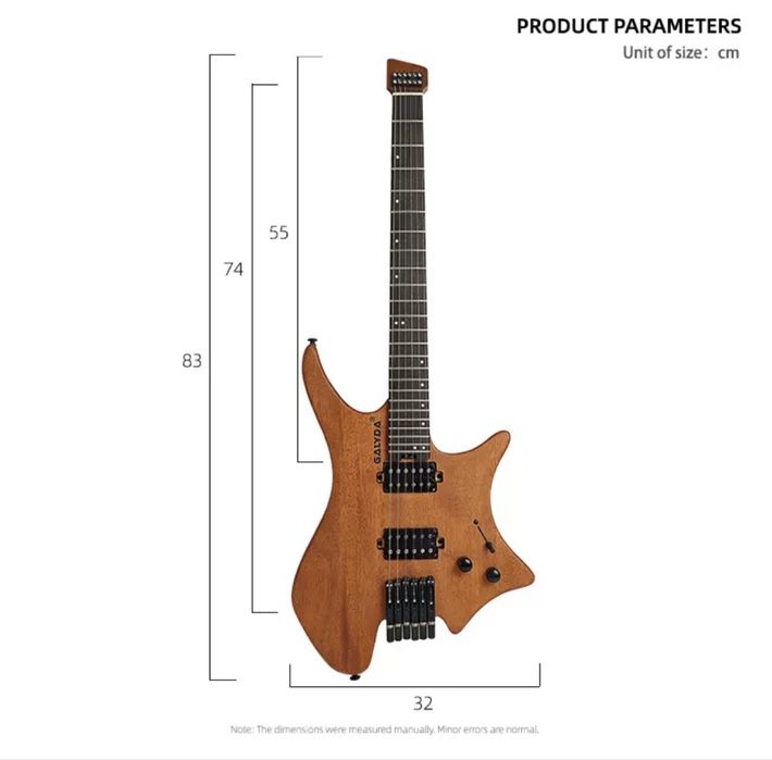 гітара безголова headless galyda, headless guitar