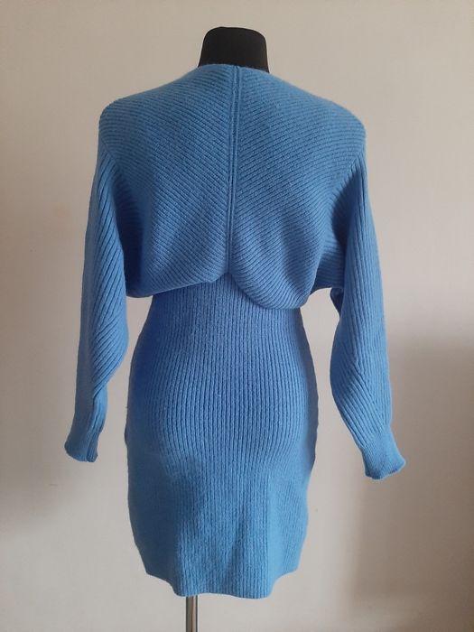 Komplet Sweter + Sukienka Szafir Prążkowana Dzianina S/M