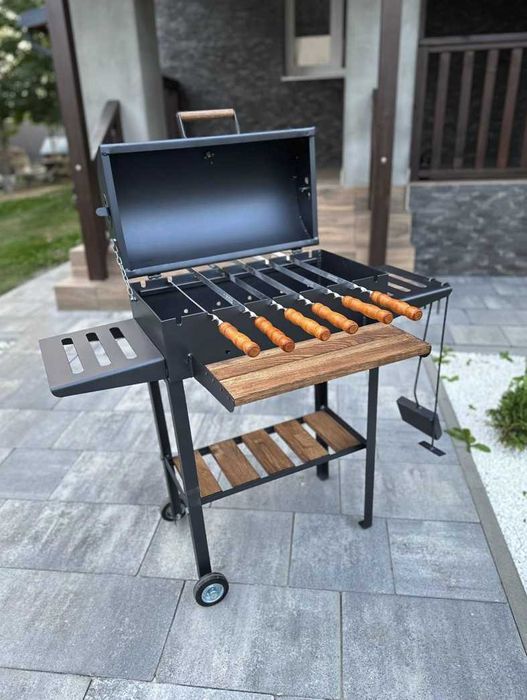 НОВИНКА / Мангал з кришкою метал 4 мм на 8 шампурів ПОСИЛЕНИЙ