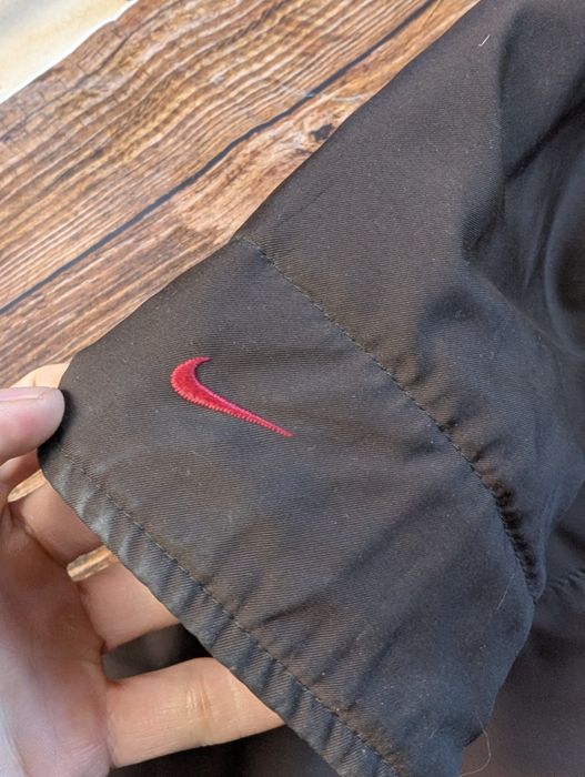 Brązowa kurtka dwustronna Nike vintage reversible y2k