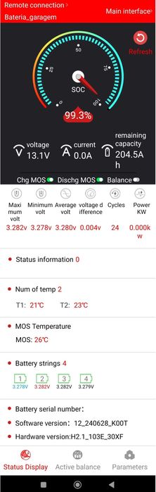 Bateria de lítio Powland, bateria LiFePO4,206 AH,BMS 4S 12V 150A