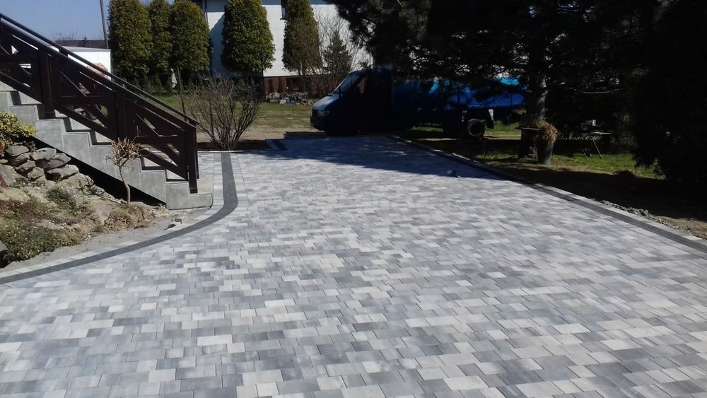 Bruk Prosty Transport  Szary Muszlowy kostka brukowa betonowa ziemia