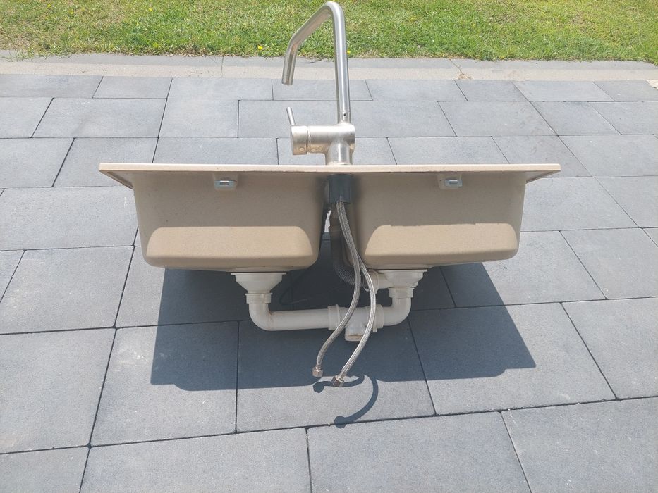 Zlew dwukomorowy 78x44 komplet