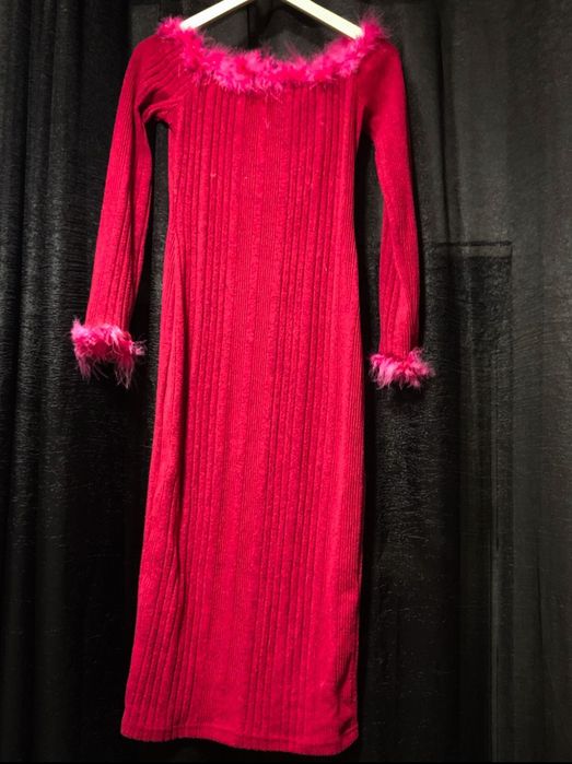 Vestido Rosa Choque com Penas | SHEIN | Novo | Tamanho S