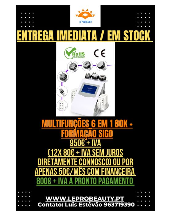 Multifunções 6 em 1 Cavitação 80k Radiofrequência Lipolaser