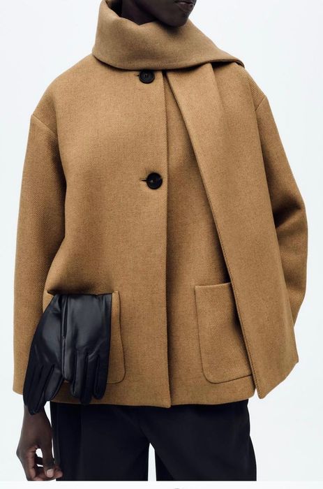 Пальто Zara вовна, 53% вовна, S/M