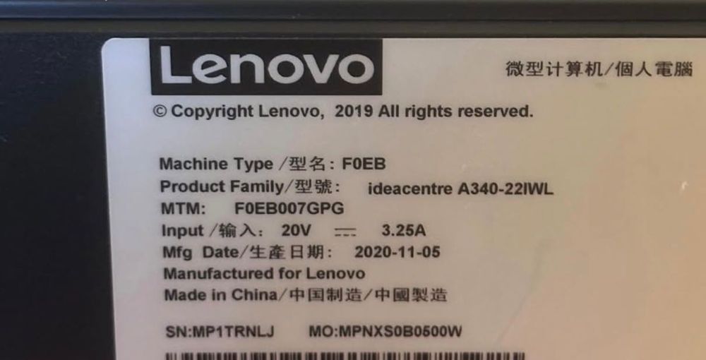 Lenovo IdeaCentre A340-22IWL + Teclado e Rato Gaming RGB