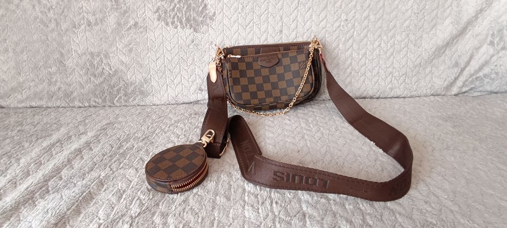 Nowa torebka w szachy brązowa 3w1