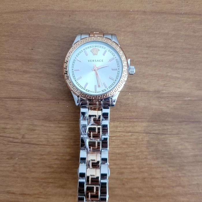 Zegarek versace damski srebrno różowy
