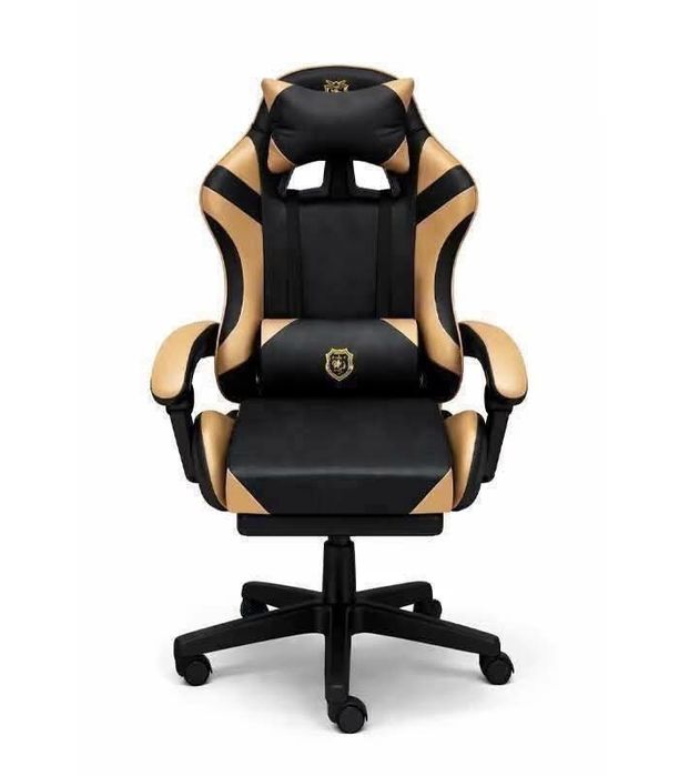 Fotel gamingowy czarno-złoty – stan nowy