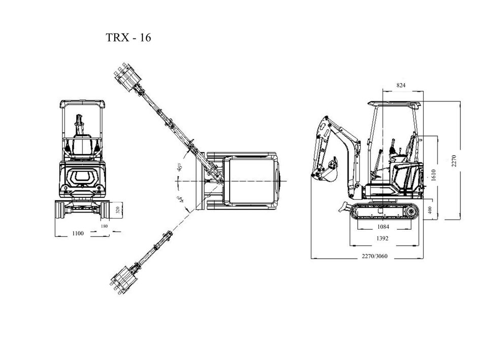 Minikoparka TOROX TRX-16S 1.6T 3Łyżki Kciuk Szybkozł. traktorkiagropl