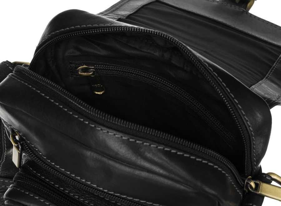 Listonoszka Męska PETERSON Torba SKÓRZANA na Ramię VINTAGE Skóra Czerń